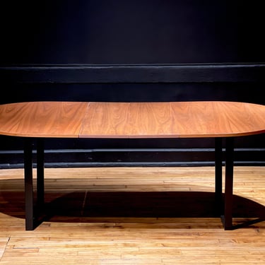 Mid Century Modern Walnut Dining Table w/ Black Metal Legs - MCM Custom Industrial Style Dining Table 