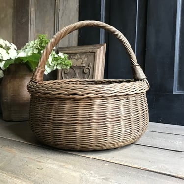 French Market Basket, Round, Farmers Market, Harvest, Garden, Carry Handle, Homesteaders, Farm Table, French Farmhouse 