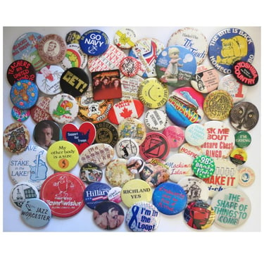 Vintage Pinback Button Lot - Huge Bulk Pin Bundle - Advertising Political Humor Etc - Vtg to Modern 