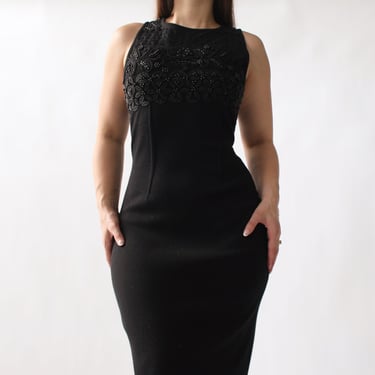 Vintage Embellished Fitted Knit Dress