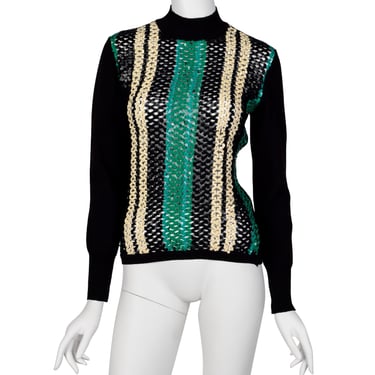 Jean Paul Gaultier Vintage AW 1991 Striped Sequin Net Knit Sweater