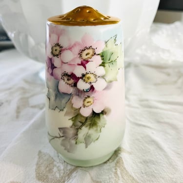 Vintage HC Royal Bavarian Hand Painted Pink Floral and Gold Sugar Shaker by LeChalet