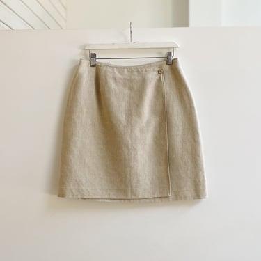 Vintage Natural Linen Wrap Skirt