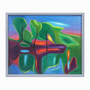 1989 Ivan Whitkov Acrylic Painting on Canvas "The Magic Pond" 