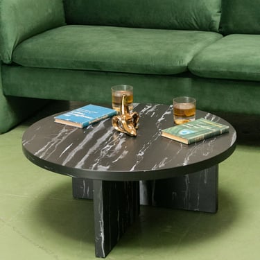 Faux Marble Black Coffee Table