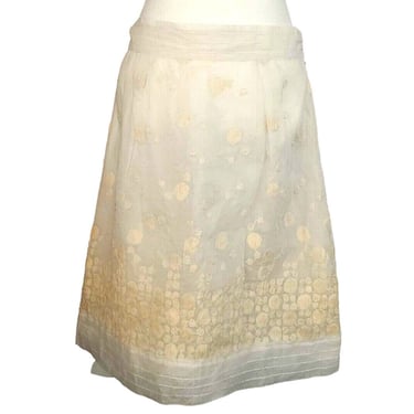 Hoss Intropia Polka Dot Skirt Ivory Sheer Cotton Bow Belt Embroidered BNWT 6/38 