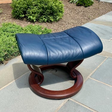 Ekornes Stressless Leather Blue Ottoman Tilting - Free Shipping 