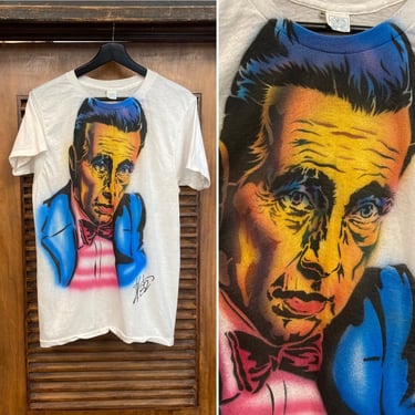 Vintage 1980’s Dated 1982 Humphrey Bogart Artwork Airbrush Artist Tee Shirt, 80’s T Shirt, Vintage Clothing 