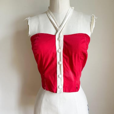 Vintage 1950s Red Sun Top / XXS-XS 