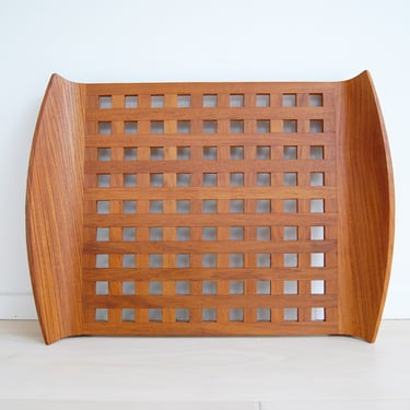 Danish Modern Dansk JHQ Large Teak Serving Lattice Tray Made in Denmark 