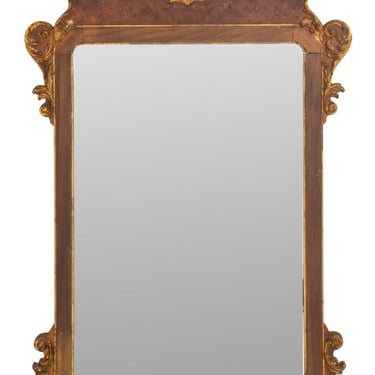 George II Style Parcel Gilded Walnut Mirror