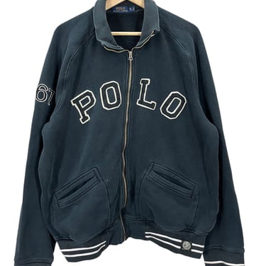 Polo Ralph Lauren RL 67 Black Spellout Sweatshirt XL Distressed