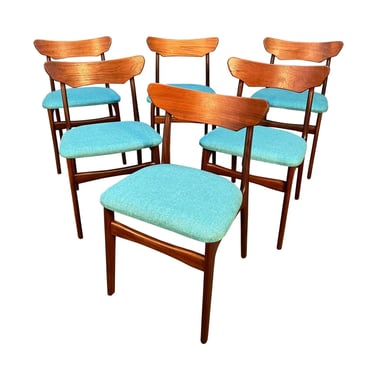 Set of Six Vintage Mid Century Danish Modern Teak Dining Chairs by Schiønning & Elgaard 