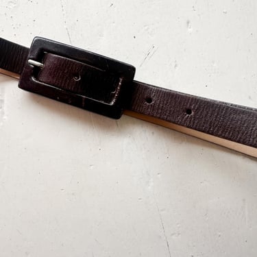 1980s Streets Ahead Espresso Leather Skinny Belt 