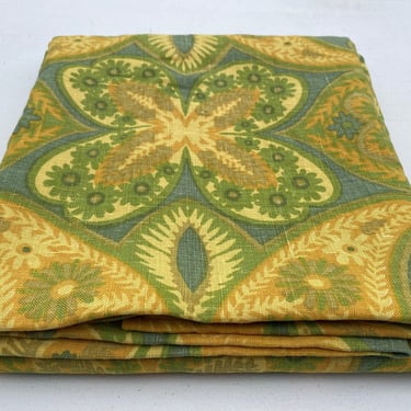 Mid Century Modern Tablecloth, Paisley Floral, Green And Mustard, MCM Table Decor, St. Patrick's Day 