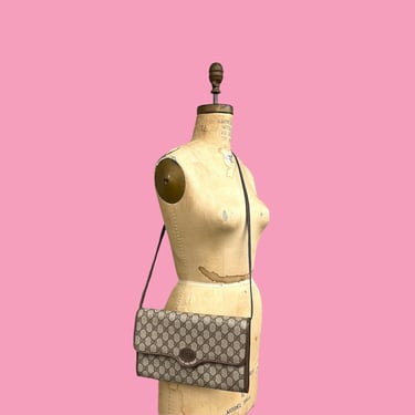 Vintage Gucci Purse Retro 1980s Genuine Leather + Envelope Clutch + Monogram Designer Logo + Crossbody Bag + Evening Bag 