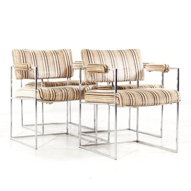 Milo Baughman for Thayer Coggin Mid Century Thinline Chrome Dining Chairs - Set of 4 - mcm 