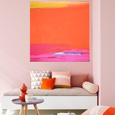 Custom Order-DONNA J. Masters Pink Large Oversized Canvas Painting Abstract Minimalist Modern Original Artwork Home Decor by Art