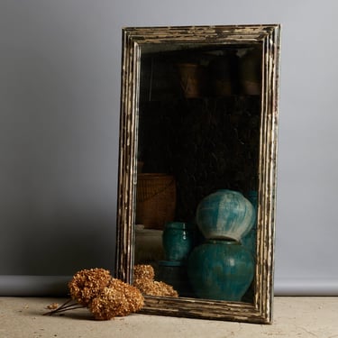 1920's Art Deco Reeded Framed Mirror from a Tin Ceiling in Java