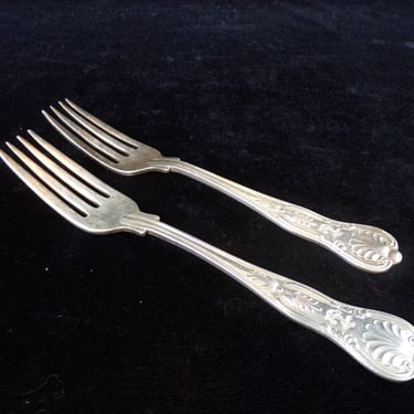 ws/(2) US Navy 7 1/4" Silver Dinner Forks, International Silver