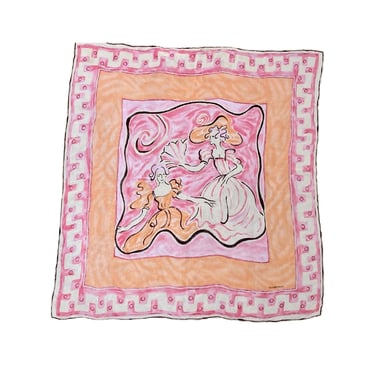 Vintage Dana Buchman Silk Chiffon Shawl Scarf, Summer Wrap 40" x 44", Suitable for Framing, Designer Accessory for Her, VFG 
