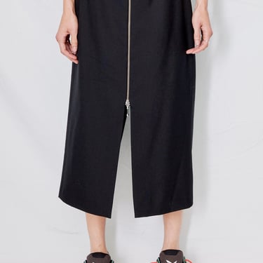 Black Suiting Zip Midi Skirt