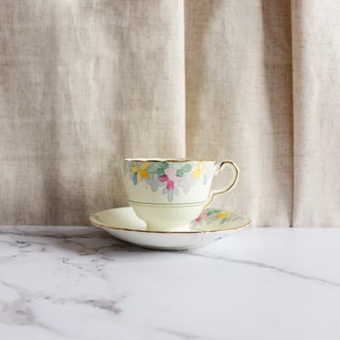 1930s delphine hand painted teacup and saucer