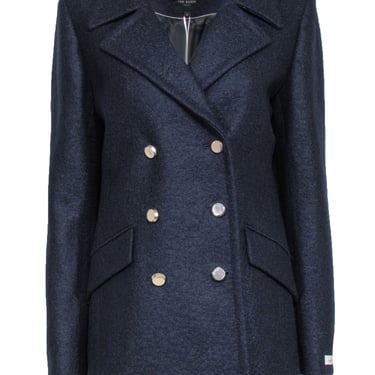 Ted Baker - Navy Double Breasted Wool Peacoat Sz 8