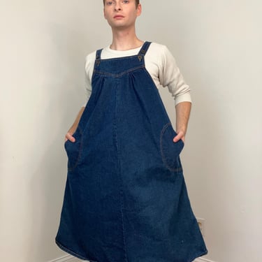 80s Denim pinafore tent dress 