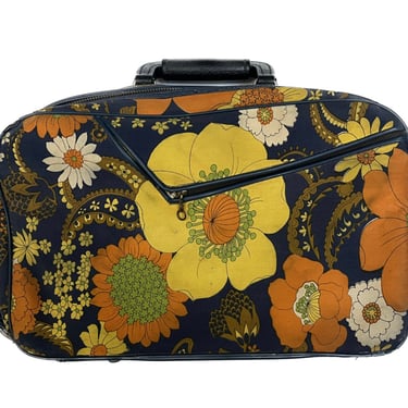 Vintage Floral Suitcase, Vintage Bag, Vintage Luggage, Patterned Bag, Makeup Bag, Vintage Travel Bag, 60s Travel Bag, 60s Accessories, Japan 