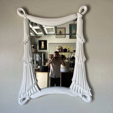 Large Hollywood Regency Palm Beach Draped Swag Wall Mirror | Miami ... - Decorative Large Wall Mirror With Swag