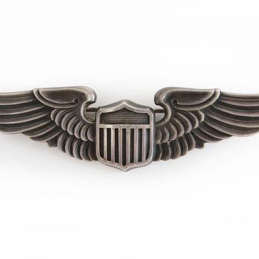 Vintage Air Force LGB Balfour Sterling Wings Pin Insignia Pilot Badge USAF Training School 3" USAAF Military Aviation - Broken Clasp 