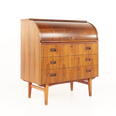 Bernhardt Pedersen Danish Style Mid Century Rosewood Roll Top Desk - mcm 