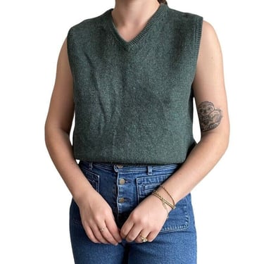 Vintage Abercrombie And Fitch Forest Green 100% Wool V Neck Sweater Vest Sz L 