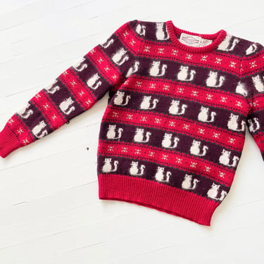 Vintage Wool and Angora Cat Sweater 