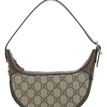 Gucci Women Gg Supreme Fabric And Leather Mini Ophidia Shoulder Bag