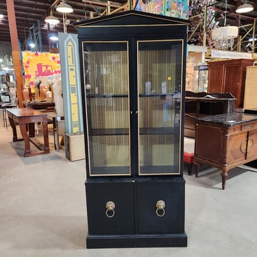 Black and Gold China Cabinet with Lion Ring Pulls