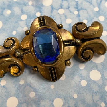 1930s blue jeweled brooch vintage sapphire collar pin 