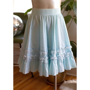 Vintage Square Dancing Skirt - Light Blue Western Skirt 