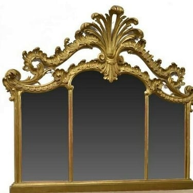 Antique Mirror, Ornate, Gold, Gilt, Venetian, Overmantle, App 50.5", Early 1900s