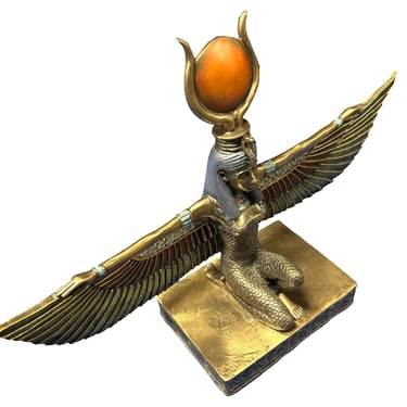 Egyptian Goddess Pharaoh Brass Tabletop Statue 