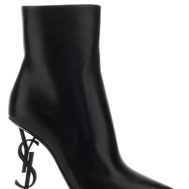 Saint Laurent Woman Black Leather Opyum 110 Ankle Boots