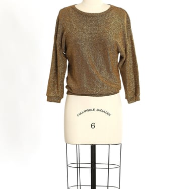 Vintage 80s Contempo Casuals metallic gold knit sweater 