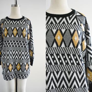 1980s Diane von Furstenberg Geometric Tunic Sweater 