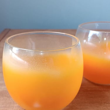 Vintage Orange Blendo Roly Poly Cocktail Glasses Set 0f 2 Midcentury Modern 