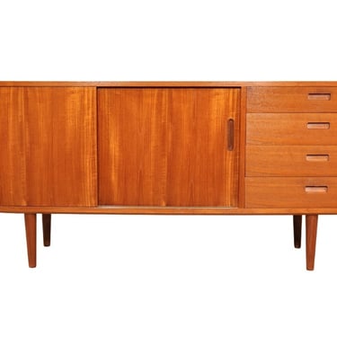 Danish Modern Teak and Maple Credenza Sideboard or Bar Cabinet, 1960s 