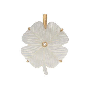 White Mother of Pearl Clover Charm