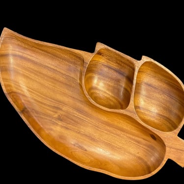 Vintage 60’s Monkey Pod Wood Charcuterie Board Appetizer Tray 