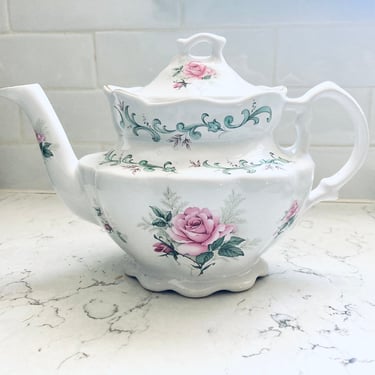 Royal Patrician Staffordshire Made In England Rose Tea Pot with Gold Trim by LeChalet