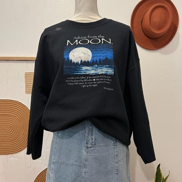 Vintage 2000s Black Advice from the Moon Oversized Crewneck Sweatshirt XL 